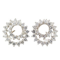 Tiffany & Co. Diamond Platinum Swirl Earrings