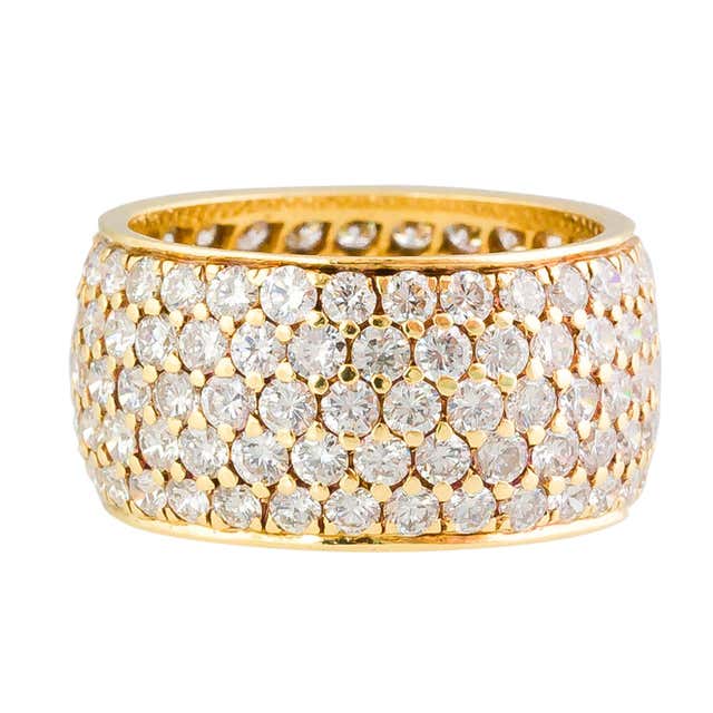 Cartier Diamond Gold Wide Band at 1stDibs