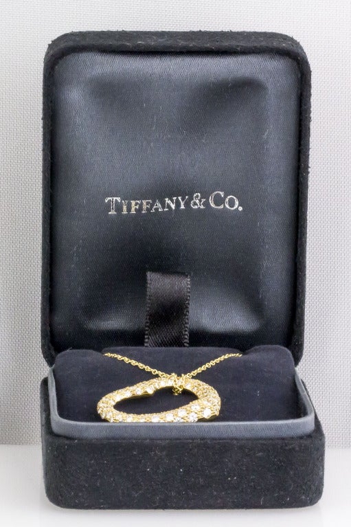 Women's TIFFANY & CO. PERETTI Diamond Gold Open Heart Pendant Necklace