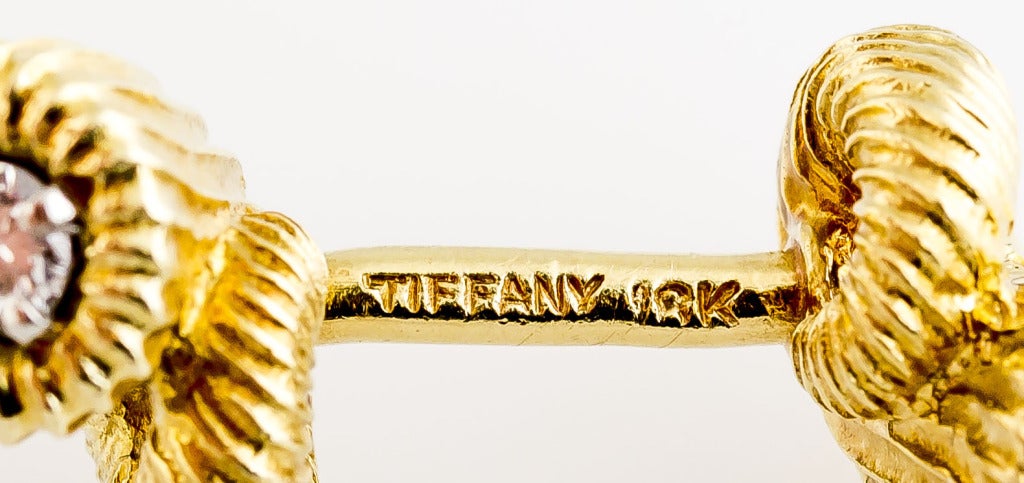 Men's TIFFANY & CO. SCHLUMBERGER Cornucopia Diamond Gold Cufflinks Studs Dress Set