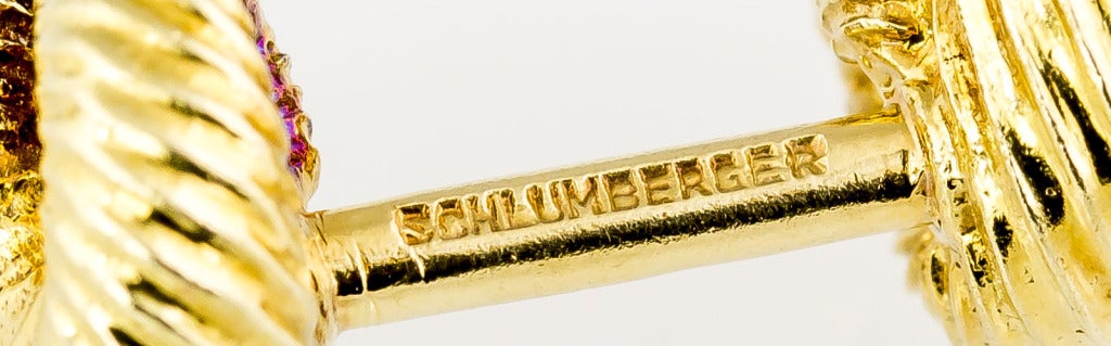 TIFFANY & CO. SCHLUMBERGER Cornucopia Diamond Gold Cufflinks Studs Dress Set 1