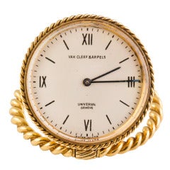 Van Cleef & Arpels Yellow Gold Travel Clock Movement by Universal 8