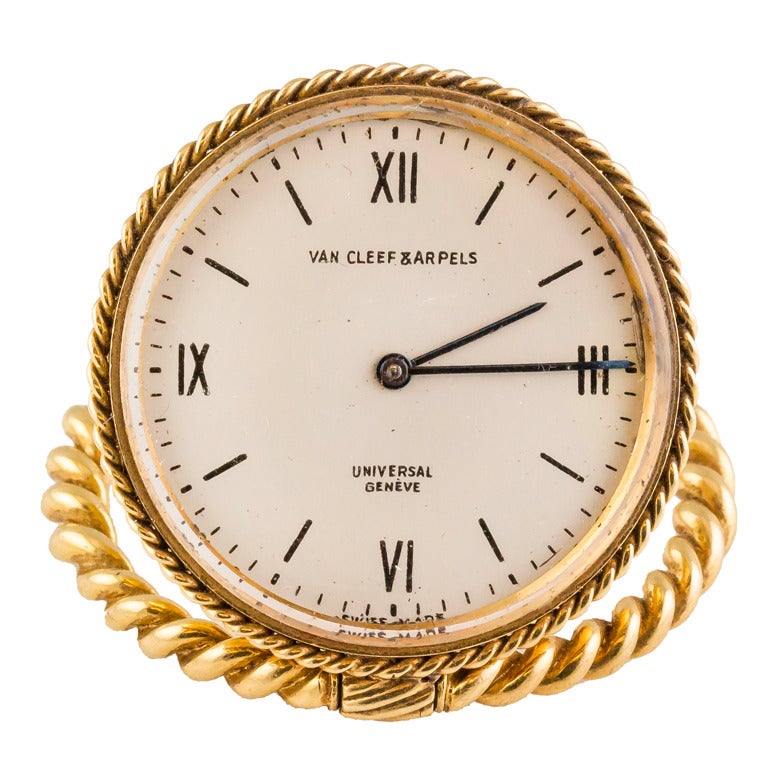 Van Cleef & Arpels Yellow Gold Universal Movement Mechanical Travel Clock 