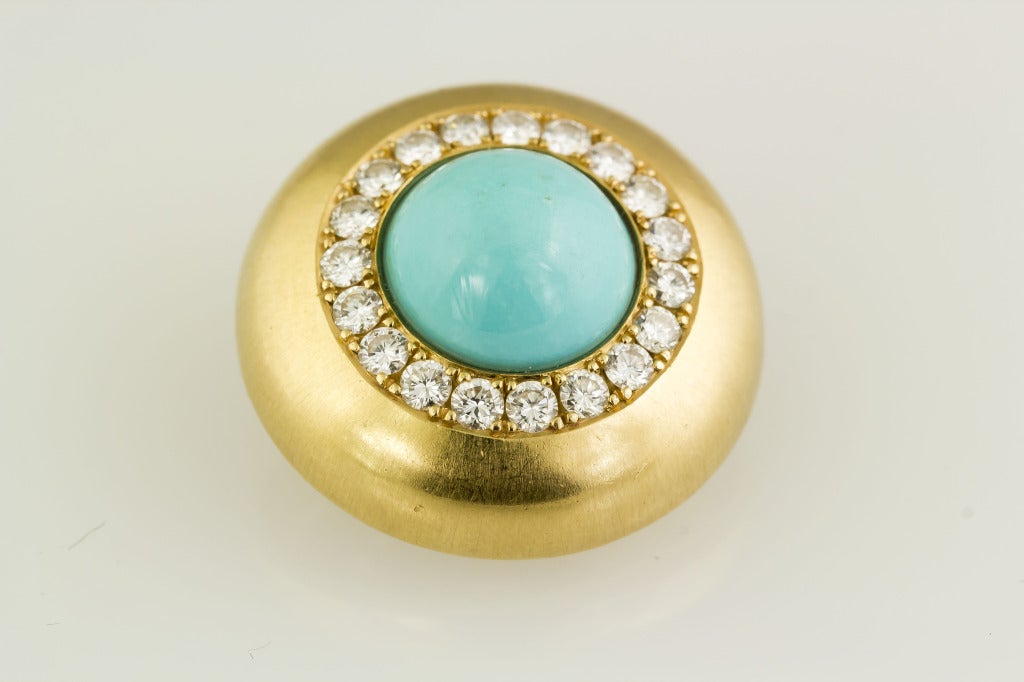 Women's HEMMERLE Turquoise Diamond & Gold Earclips