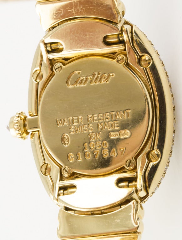 Women's Cartier Lady's Yellow Gold and Diamond Baignoire Bracelet Watch