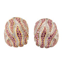 DE GRISOGONO Diamond & Pink Sapphire in White Gold Earrings