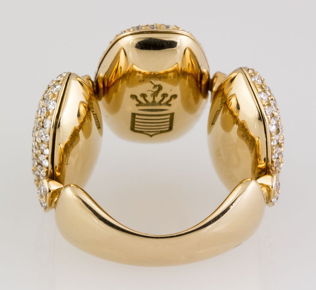 DE GRISOGONO ZUCCHERO Large Diamond Gold Flexible Ring In Excellent Condition In New York, NY
