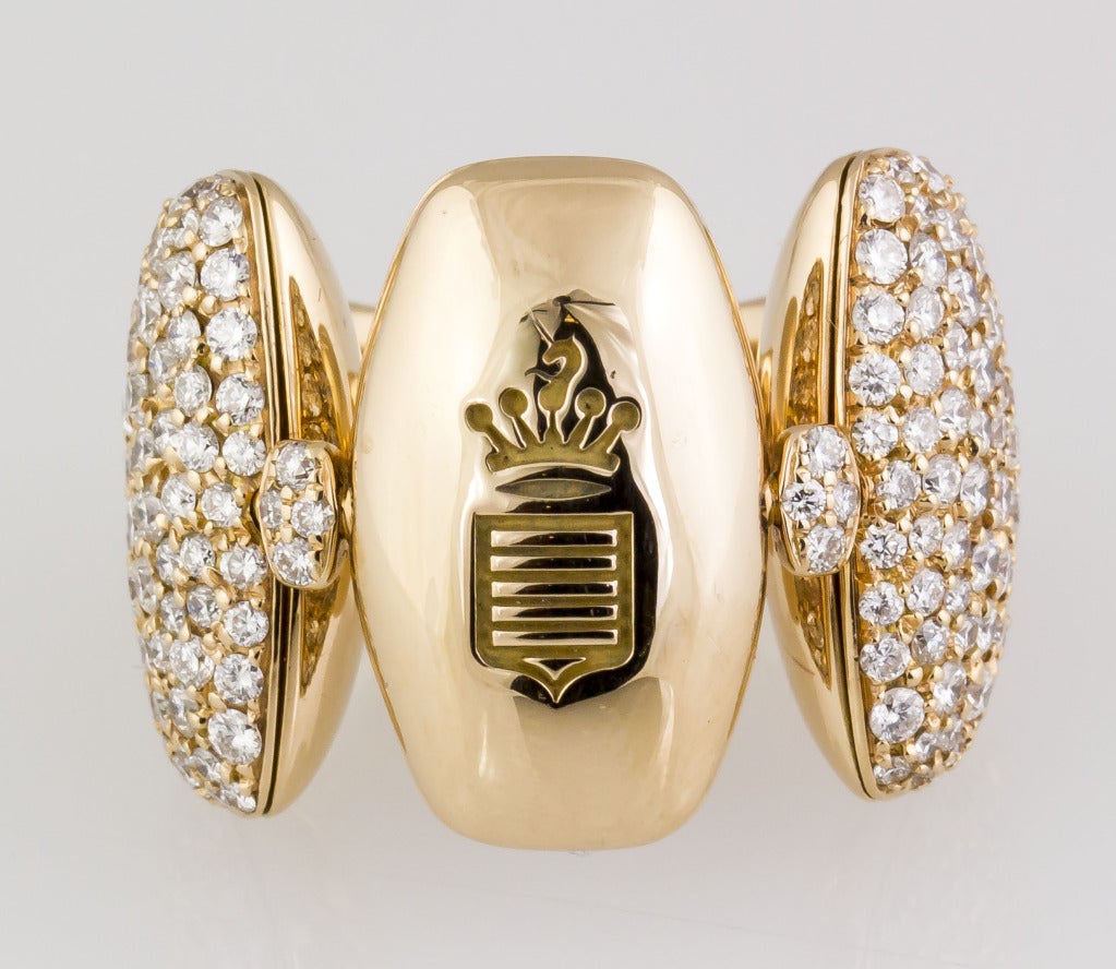 Women's DE GRISOGONO ZUCCHERO Large Diamond Gold Flexible Ring
