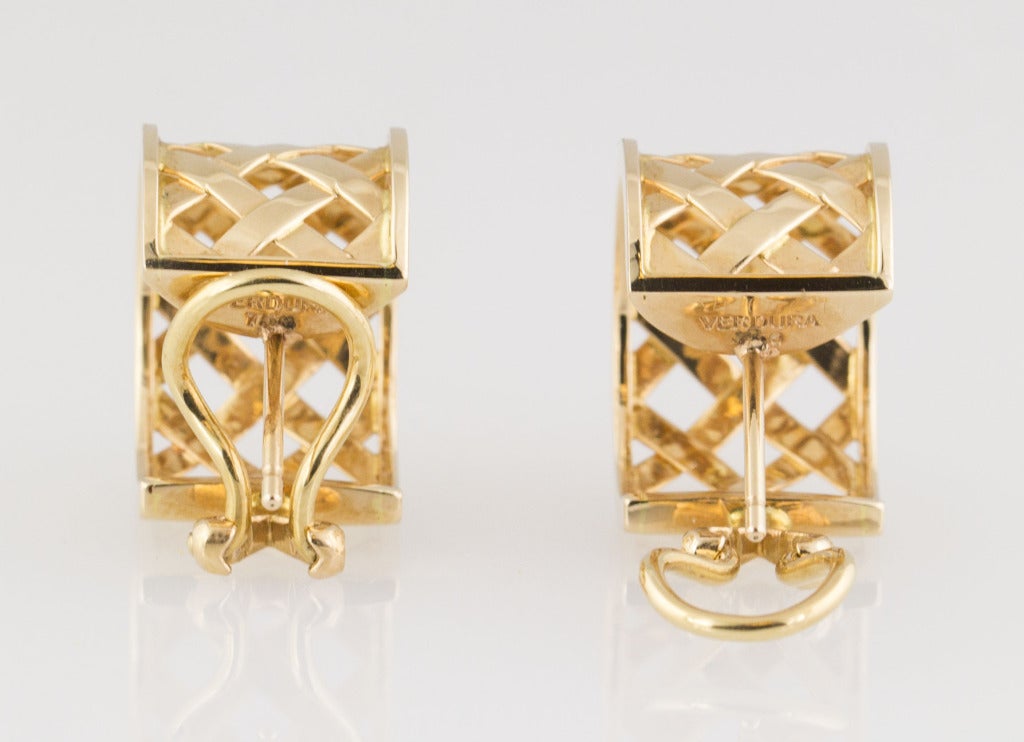 VERDURA Rose Gold Criss Cross Hoop Earrings at 1stDibs