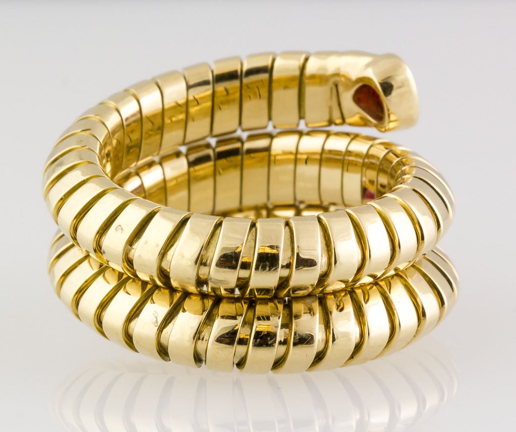 Marina B. Ruby and Gold Flexible Coil Ring In Excellent Condition In New York, NY