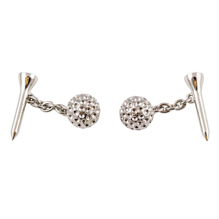 Cartier Gold Golf Ball and Tee Cufflinks For Sale at 1stdibs