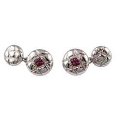 De Grisogono Ruby White Gold Quilted Button Cufflinks