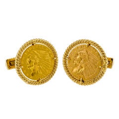 David Webb $2.5 Gold Coin Rope Circle Cufflinks