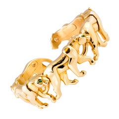 Cartier Panther Emerald Gold Cuff Bracelet