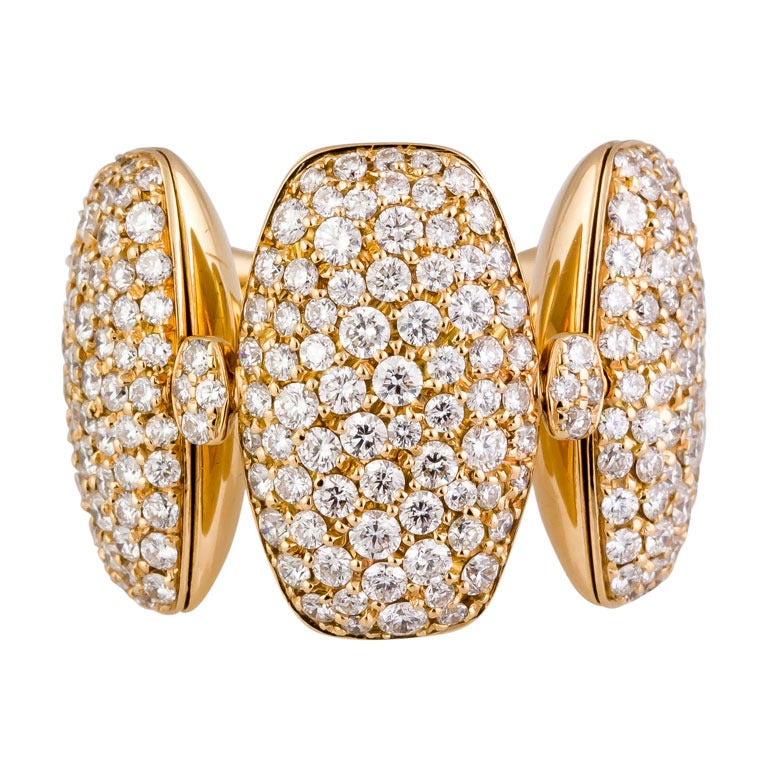 DE GRISOGONO ZUCCHERO Large Diamond Gold Flexible Ring