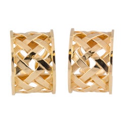 VERDURA Rose Gold Criss Cross Hoop Earrings