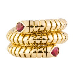 MARINA B. Ruby and Gold Flexible Coil Ring 8
