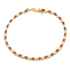 TIFFANY & CO. Ruby Diamond Gold 7" Line Bracelet