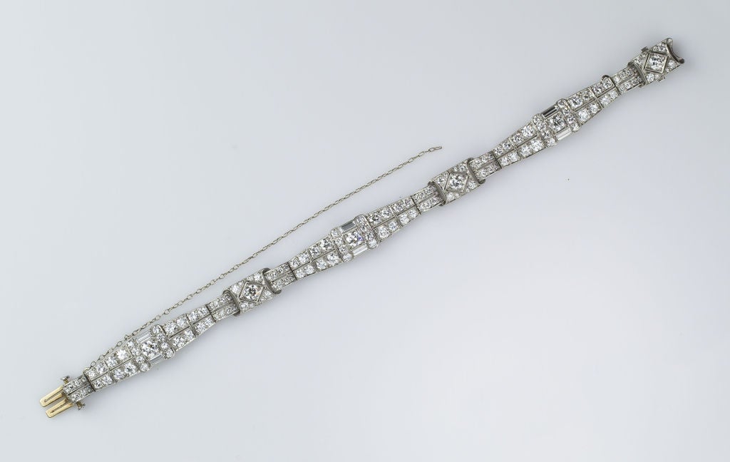 Exquisite and very rare platinum and diamond bracelet, by Tiffany & Co. circa 1920s.  A magnificent period piece from the legedary jewelry house known worldwide for its distinct style and quality.  Coming across vintage Tiffany jewelry is hard