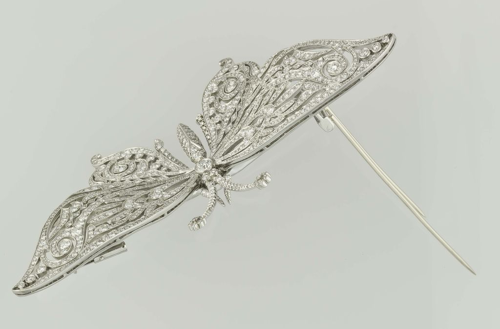 Women's TIFFANY Platinum Diamond Large Butterfly Brooch Pin