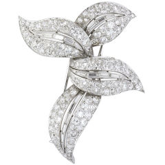 BOUCHERON  Platinum Diamond Four Leaf Brooch Pin