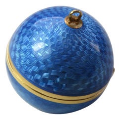 ASPREY Blue Enameled Spherical Box