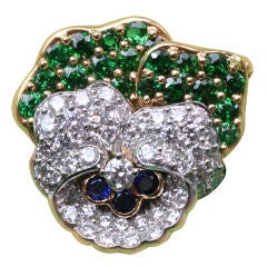 TIFFANY & CO. Diamond and Demantoid Pansy Brooch 5