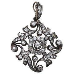 Art Nouveau Diamond Pendant and Brooch