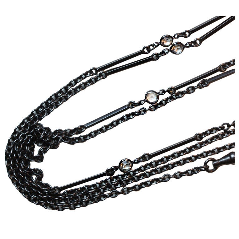 Art Deco Gun Metal Long Chain