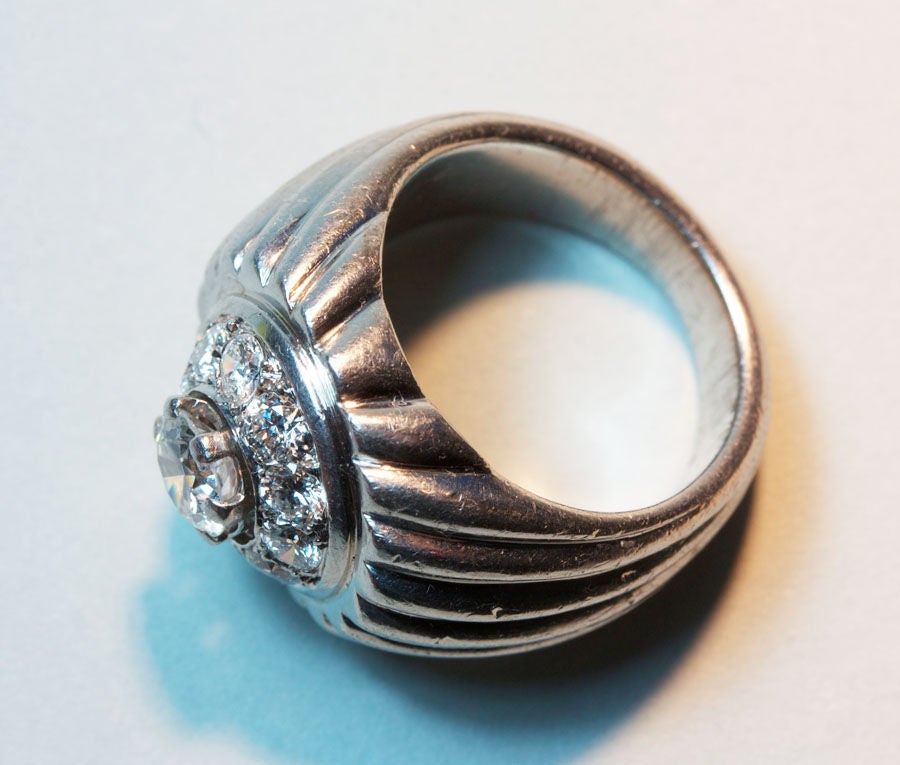 Taille brillant GEORGE L'ENFANT Bague en platine et diamants en vente