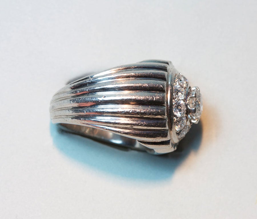 Women's or Men's GEORGE L'ENFANT Diamond Platinum Ring For Sale