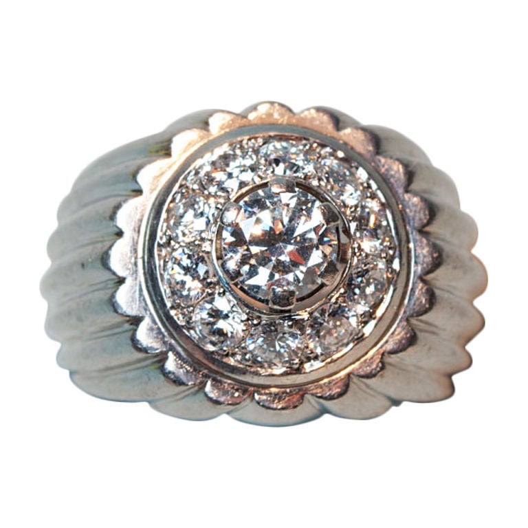 GEORGE L'ENFANT Diamond Platinum Ring For Sale