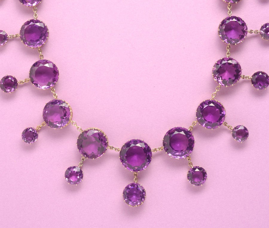 Victorian Superb Large Amethyst Necklace