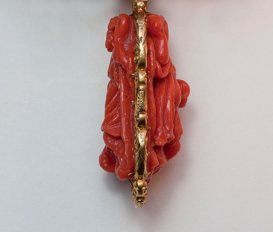 Rare Double Coral Cameo with the Angel Gabriel and Joseph 2