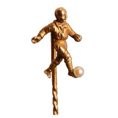 Gold and Pearl Soccer Player Stickpin