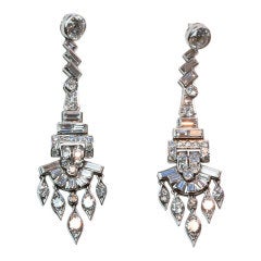 Diamond and Platinum Chandelier Earrings