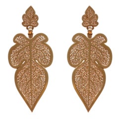 French Victorian Gold Leaves Earrings