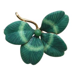 Art Nouveau Four Leaf Clover Brooch