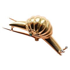 Vintage HERMES Gold Snail Brooch
