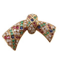VAN CLEEF & ARPELS Colored Bow Brooch
