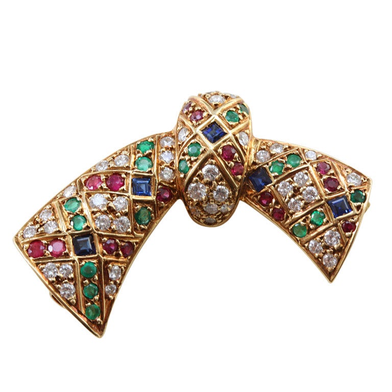 VAN CLEEF & ARPELS Colored Bow Brooch