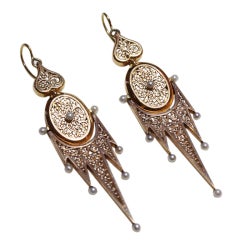 Antique Gold and Pearl Starry Earrings