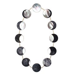 PHILIP SAJET Silver Gold and Mother of Pearl Eclipse Necklace