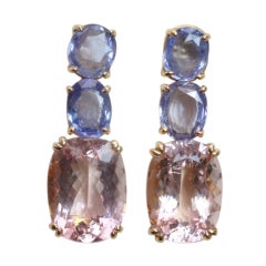 Ceylon Sapphire and Morganite Earrings