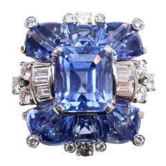 OSCAR HEYMAN Sapphire and Diamond Ring