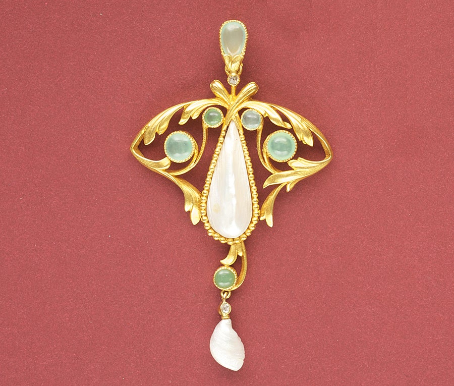Victorian FALIZE Gold, Chrysoprase and Pearl Suite