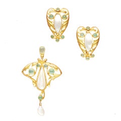 Antique FALIZE Gold, Chrysoprase and Pearl Suite