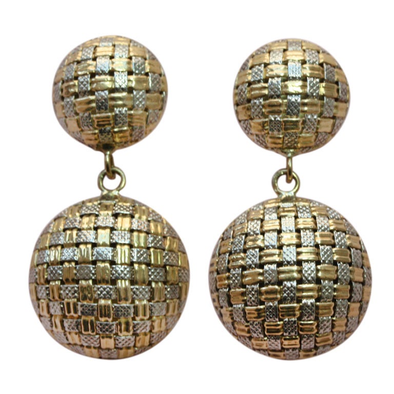 CARTIER Two Colored Gold Ball Earrings
