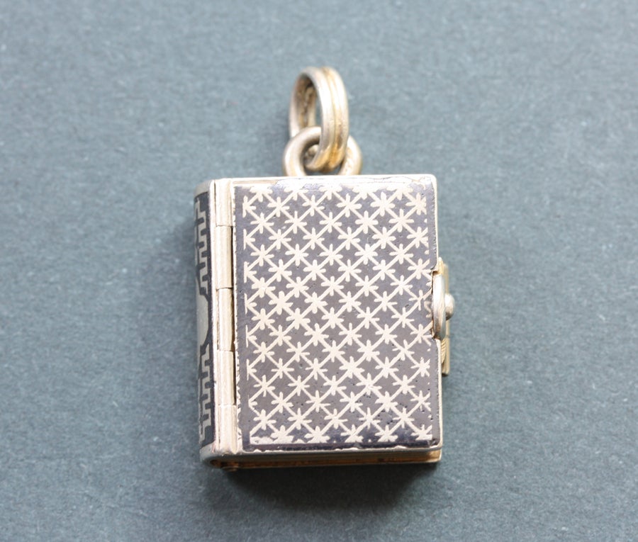 Silver Gilt Niello Book and Portrait Locket