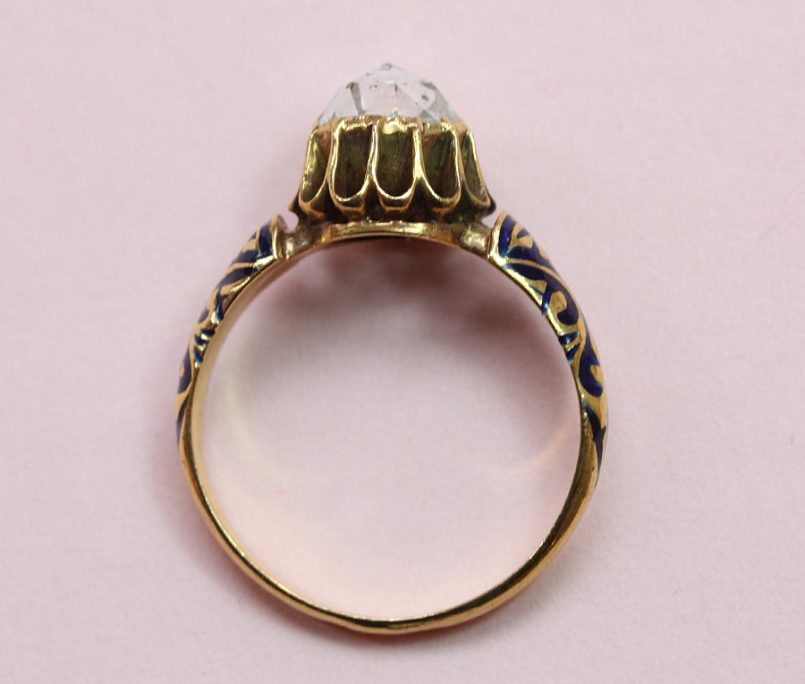 Georgian Rose Cut Diamond and Enamel Ring